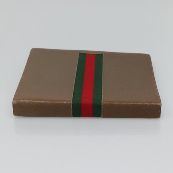 GUCCI Web Sherry Line Day Planner Cover Leather Red Brown Green Auth - Picture 4 of 16